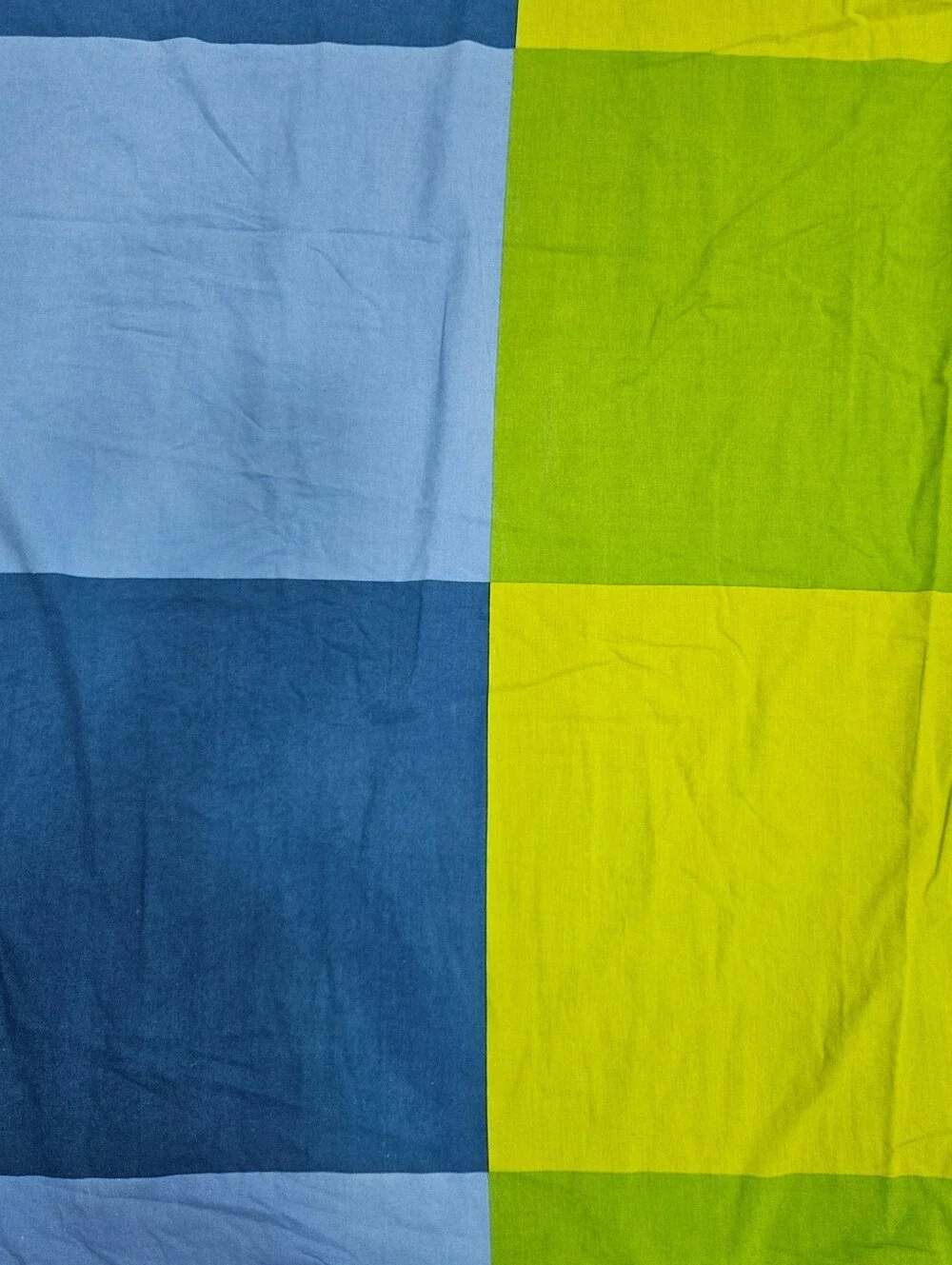 VTG IKEA Brunkrissla F/Q Duvet Cover Lime Green Blue Colorblock Cotton 90s 84x84